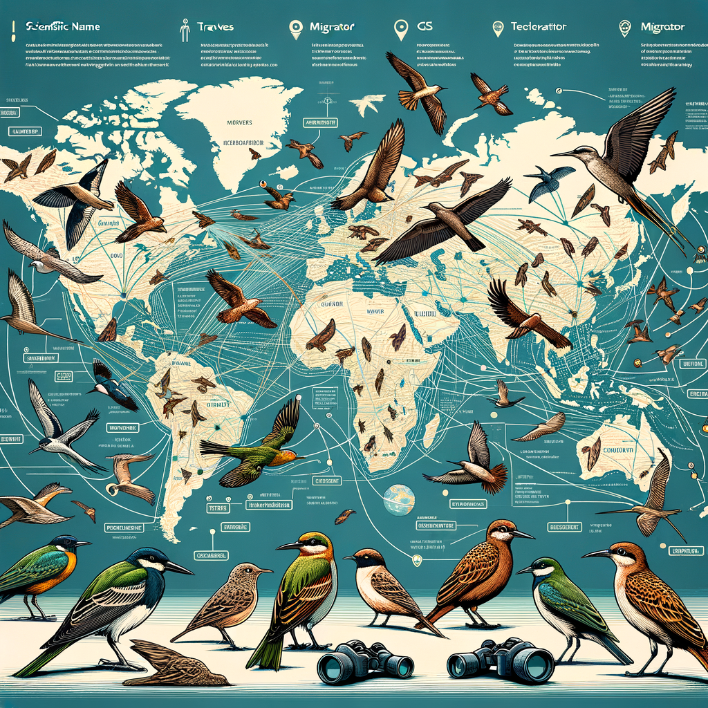 Infographic of tropical bird migration patterns and research tools for understanding bird migration, featuring tropical voyagers, bird species, and tracking methods.