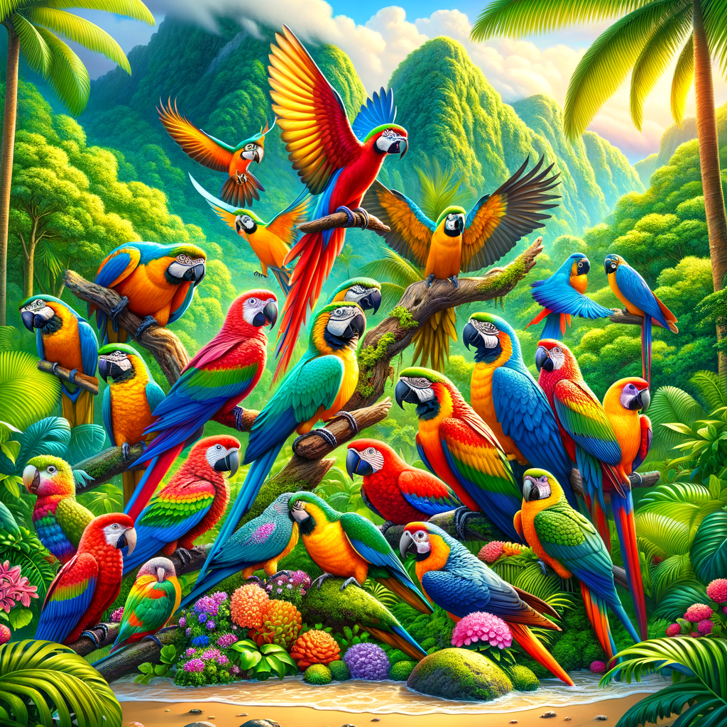 Vibrant image illustrating the diversity of exotic tropical parrot species, serving as a visual guide for exploring these tropical gems.